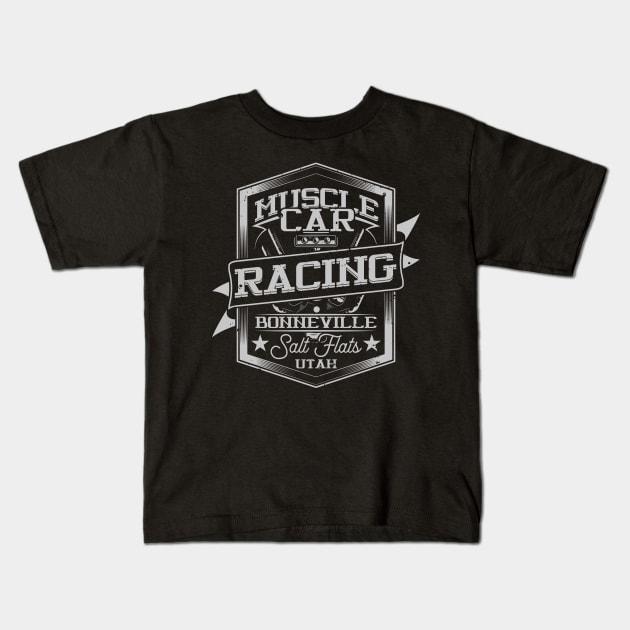 Muscle Car Racing Bonneville Salt Flats Utah Kids T-Shirt by funkymonkeytees